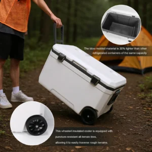 70L Wheeled Cooler with Cup Holder